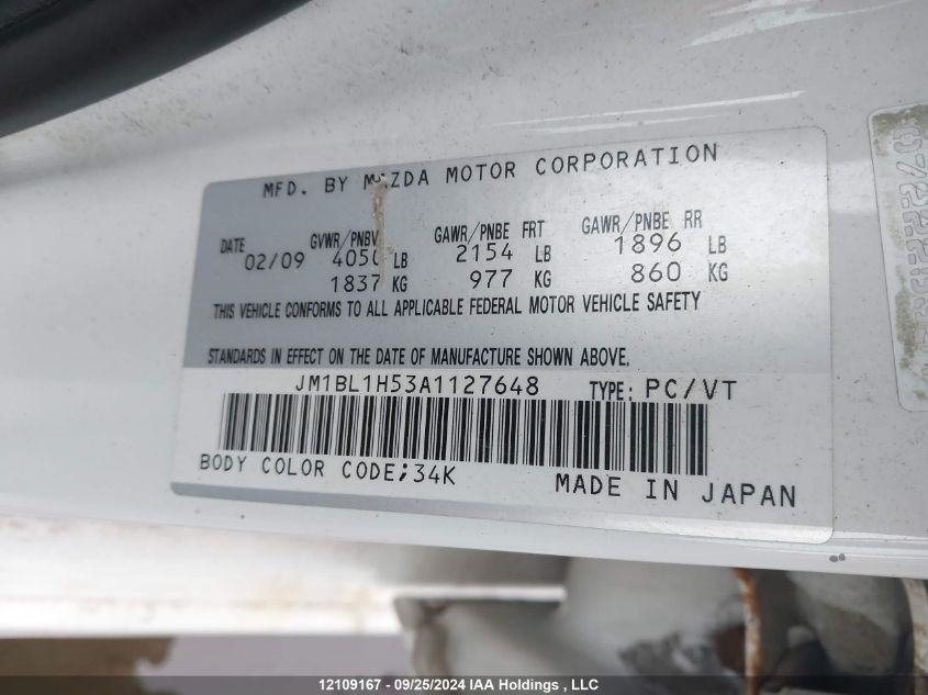 JM1BL1H53A1127648 2010 Mazda 3 S