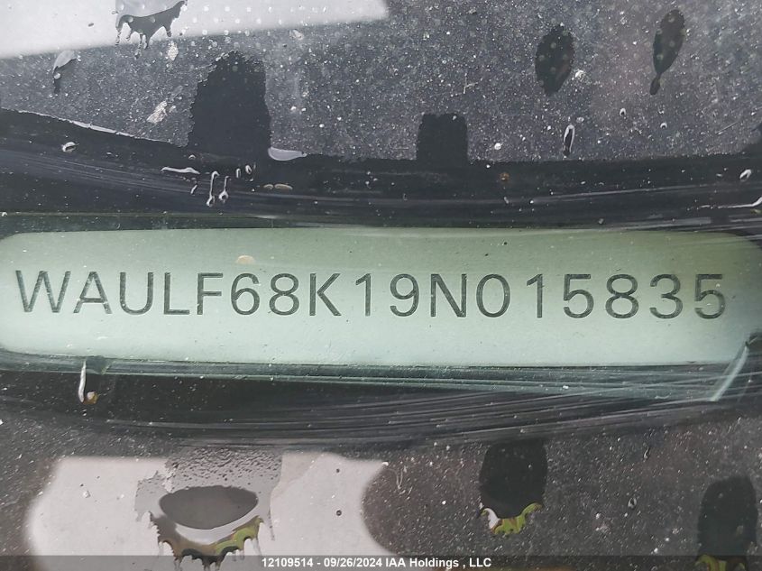 2009 Audi A4 2.0T Quattro VIN: WAULF68K19N015835 Lot: 12109514