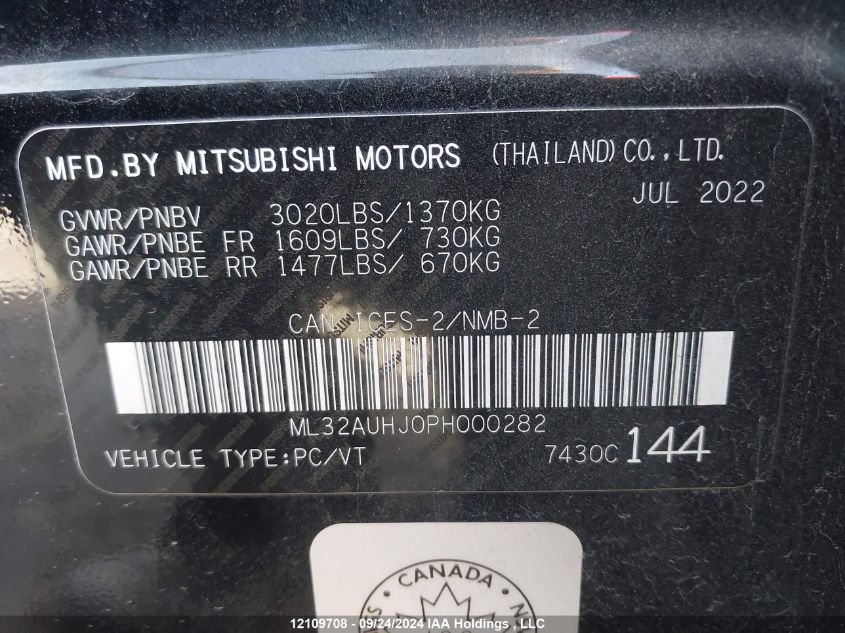 ML32AUHJ0PH000282 2023 Mitsubishi Mirage