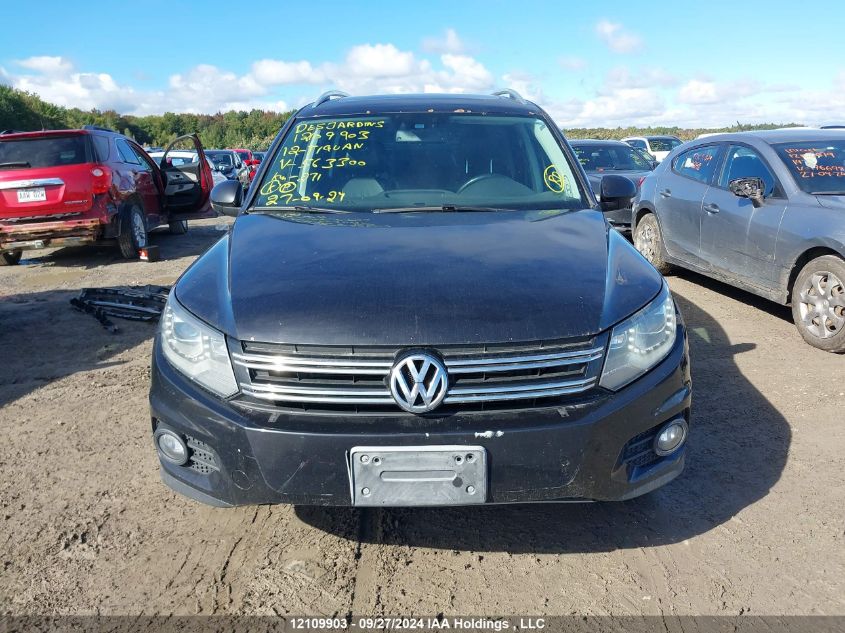 2012 Volkswagen Tiguan S/Se/Sel VIN: WVGBV7AX3CW563300 Lot: 12109903