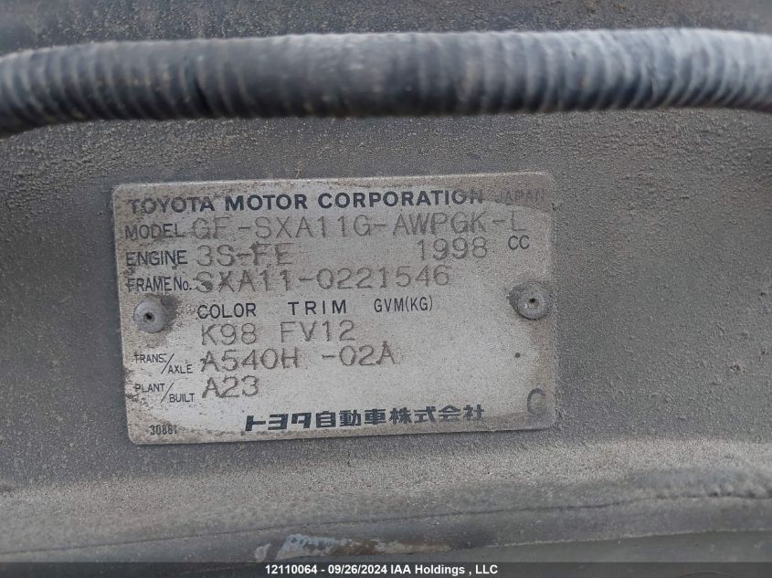 1999 Toyota Rav-4 VIN: SXA110221546 Lot: 12110064