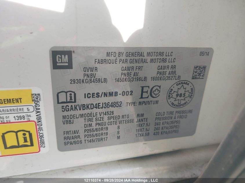 5GAKVBKD4EJ364852 2014 Buick Enclave