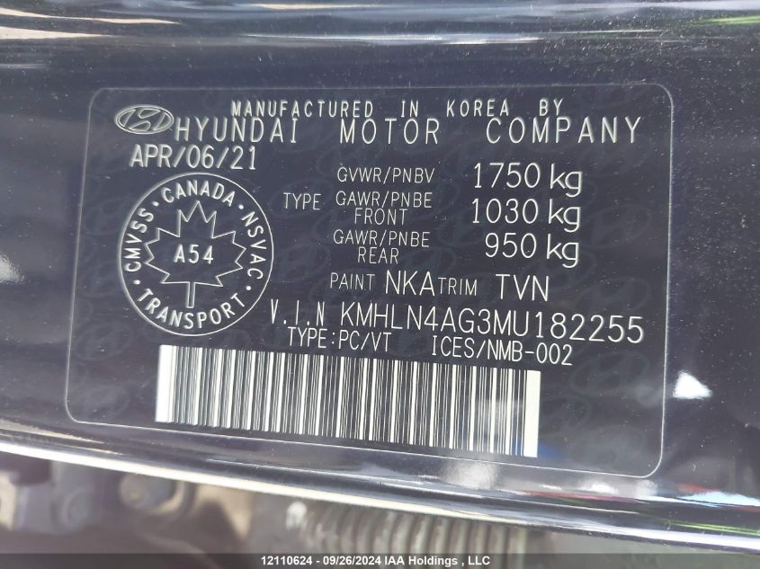 KMHLN4AG3MU182255 2021 Hyundai Elantra Sel