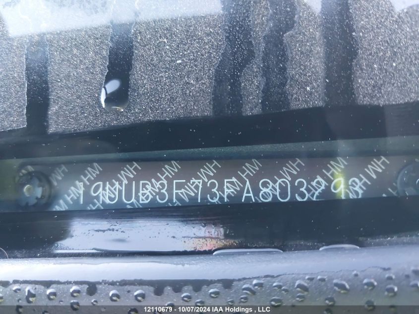 2015 Acura Tlx VIN: 19UUB3F73FA803293 Lot: 12110679