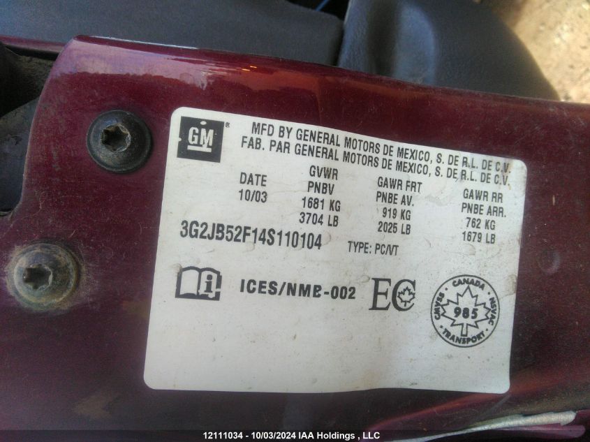 3G2JB52F14S110104 2004 Pontiac Sunfire