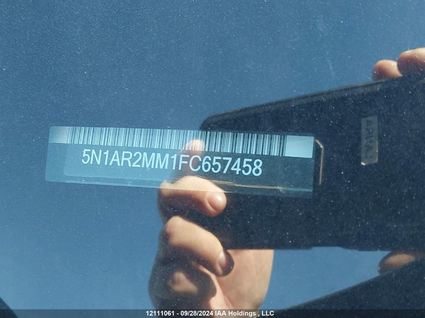 2015 Nissan Pathfinder VIN: 5N1AR2MM1FC657458 Lot: 12111061