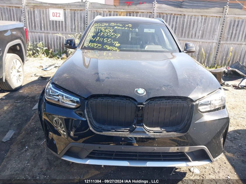 2024 BMW X3 VIN: 5UX53DP04R9W71155 Lot: 12111384