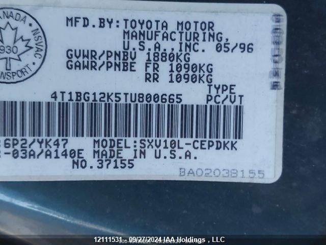 4T1BG12K5TU800665 1996 Toyota Camry Dx/Le/Xle