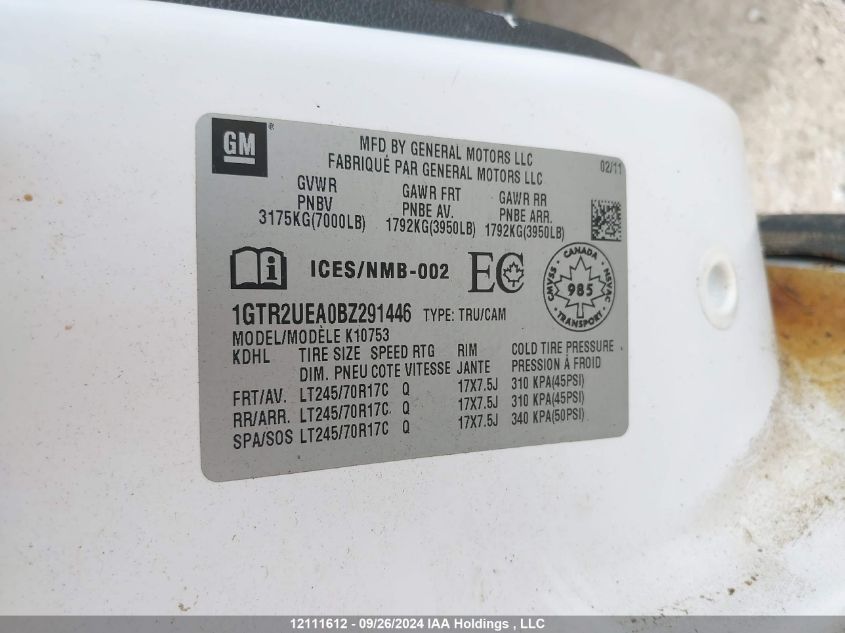2011 GMC Sierra 1500 VIN: 1GTR2UEA0BZ291446 Lot: 12111612