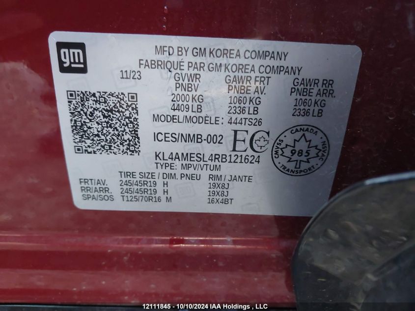 2024 Buick Encore Gx Sport Touring VIN: KL4AMESL4RB121624 Lot: 12111845