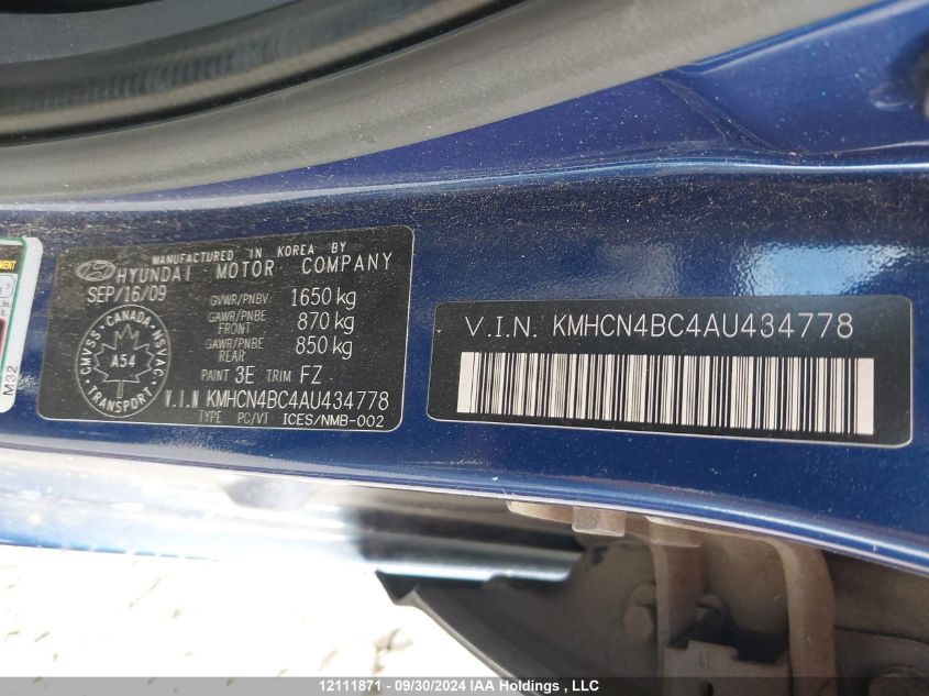 KMHCN4BC4AU434778 2010 Hyundai Accent