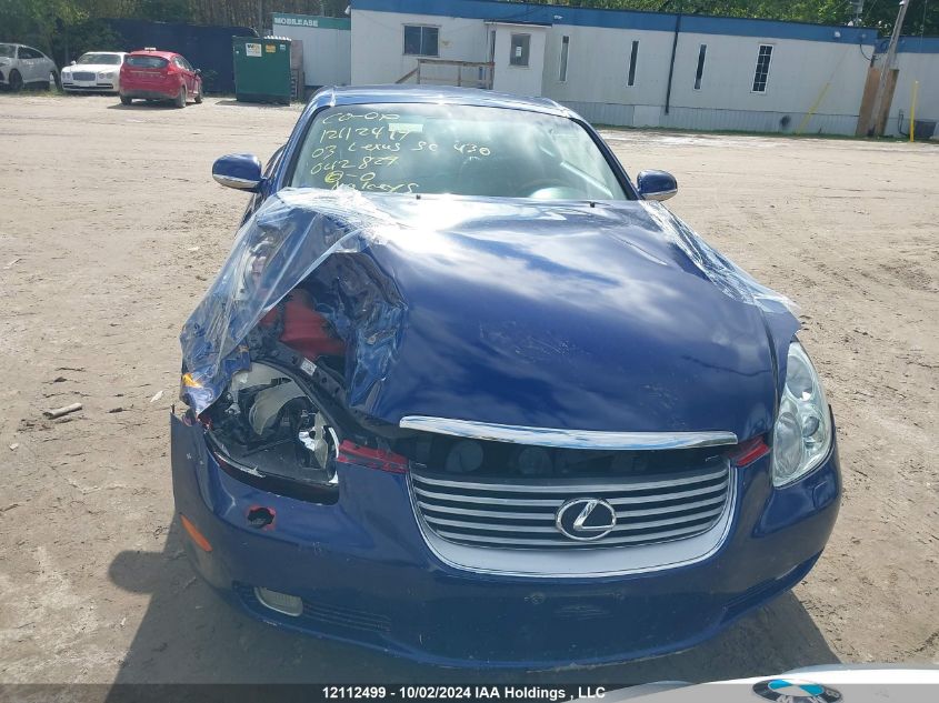 2003 Lexus Sc 430 VIN: JTHFN48Y030042829 Lot: 12112499