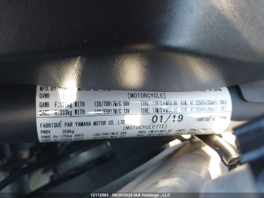 2019 Yamaha Xsr700 VIN: JYARM21NXKA000372 Lot: 12112583