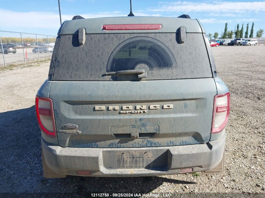 2021 Ford Bronco Sport Big Bend VIN: 3FMCR9B60MRA76179 Lot: 12112750