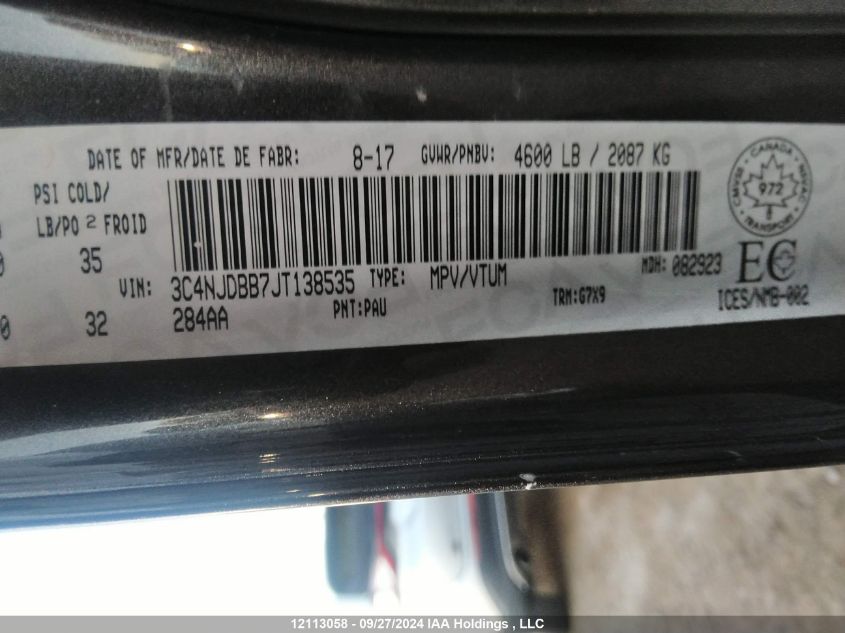 2018 Jeep Compass Latitude VIN: 3C4NJDBB7JT138535 Lot: 12113058