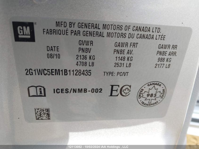 2011 Chevrolet Impala VIN: 2G1WC5EM1B1128435 Lot: 12113082