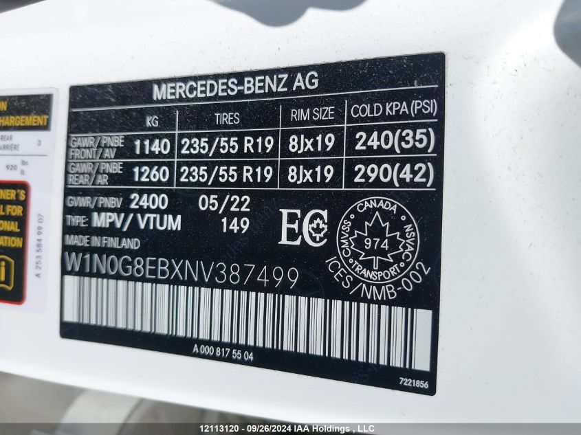 W1N0G8EBXNV387499 2022 Mercedes-Benz Glc 300 4Matic