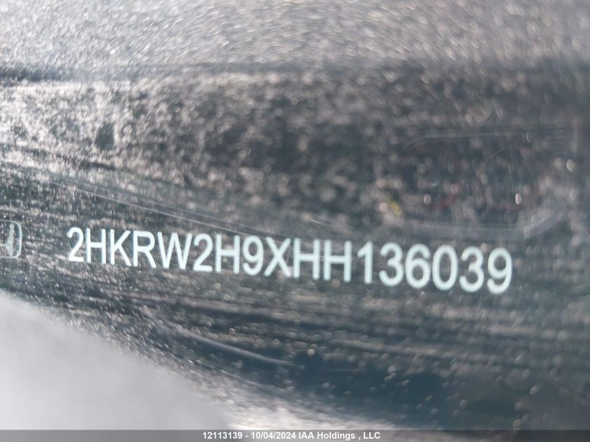 2017 Honda Cr-V VIN: 2HKRW2H9XHH136039 Lot: 12113139