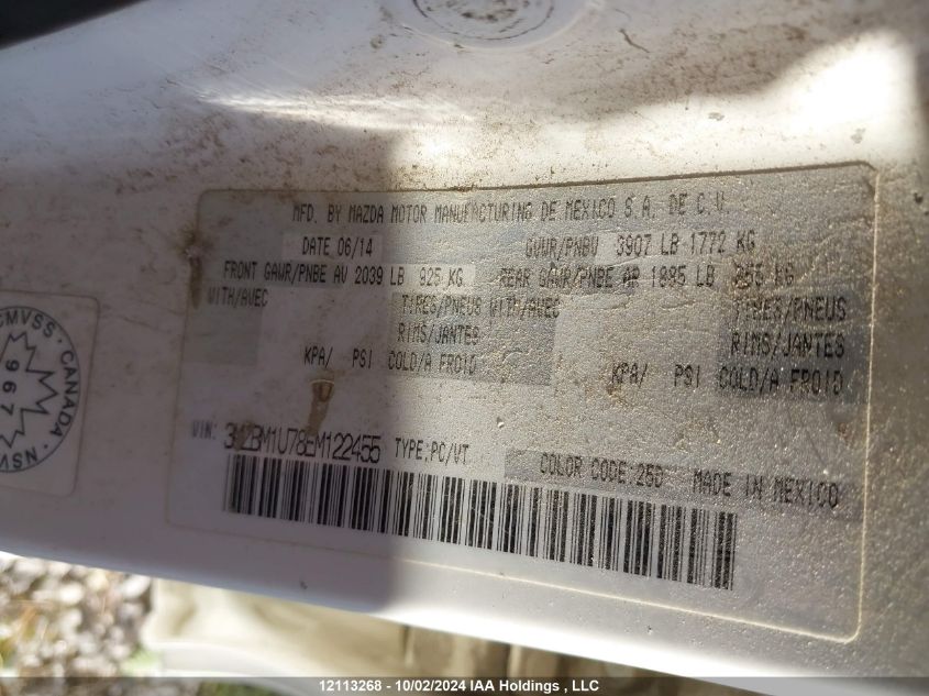 2014 Mazda Mazda3 VIN: 3MZBM1U78EM122455 Lot: 12113268