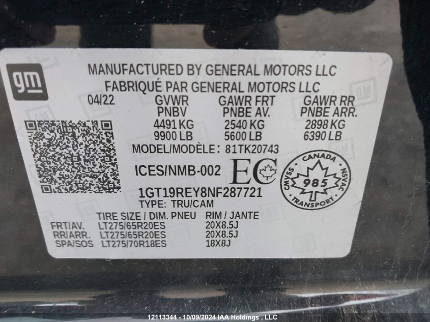 1GT19REY8NF287721 2022 GMC Sierra K2500 Denali