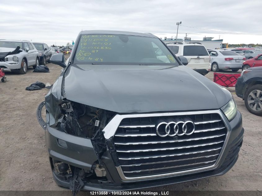 2018 Audi Q7 VIN: WA1WAAF71JD036835 Lot: 12113558