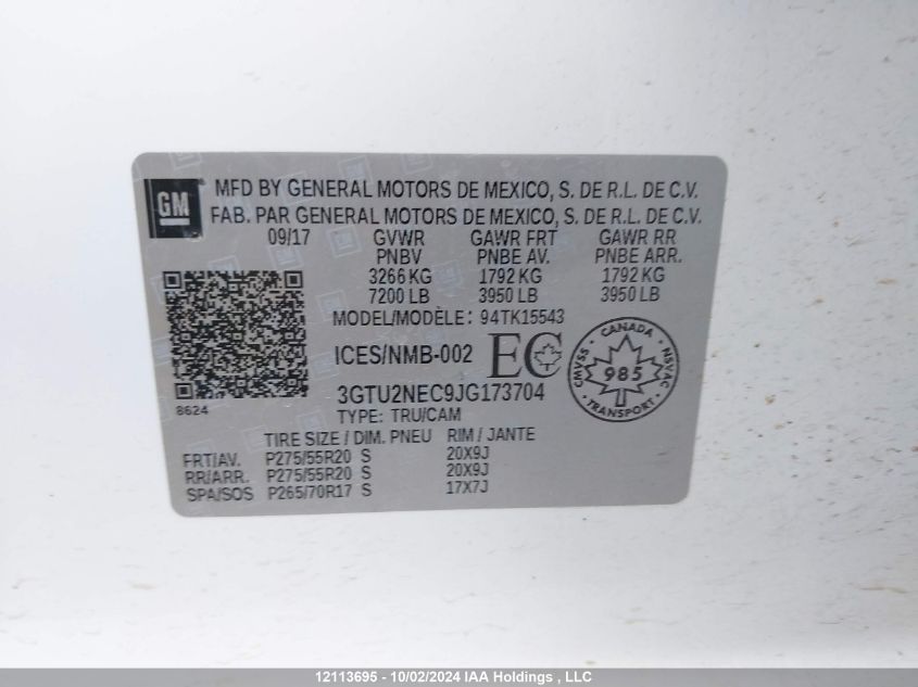 3GTU2NEC9JG173704 2018 GMC Sierra 1500