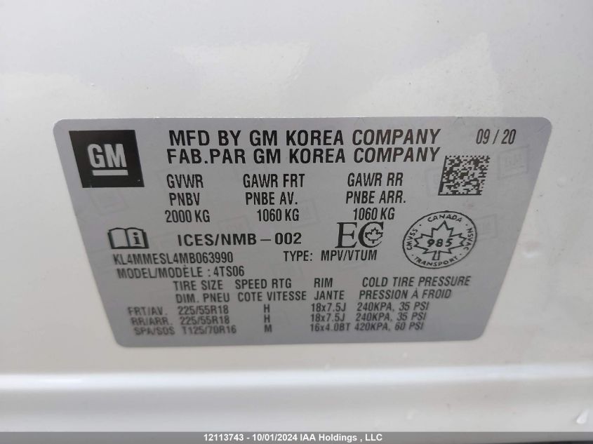 2021 Buick Encore Gx VIN: KL4MMESL4MB063990 Lot: 12113743