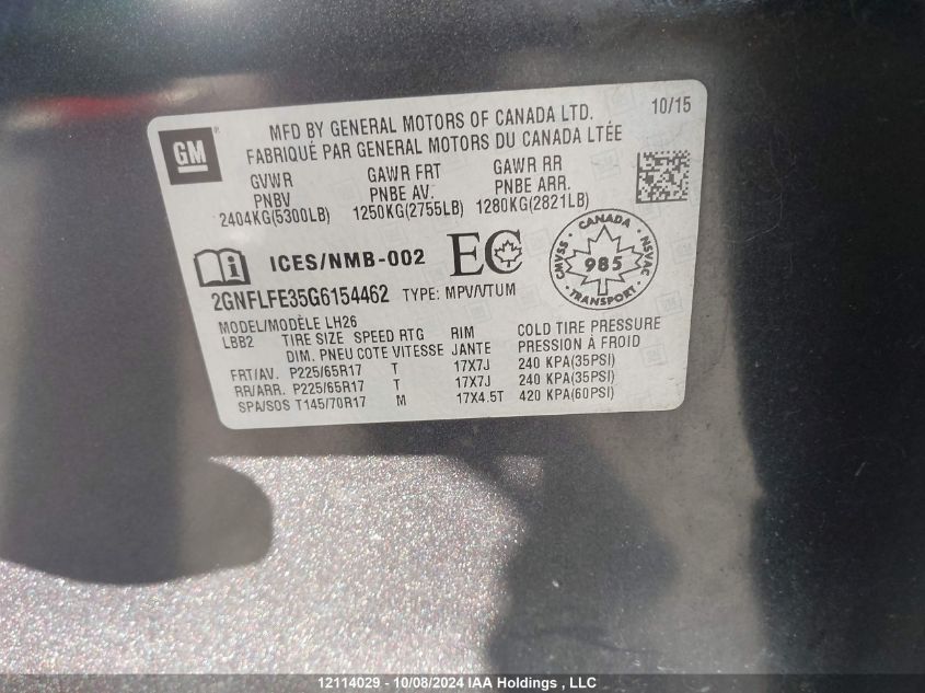 2GNFLFE35G6154462 2016 Chevrolet Equinox