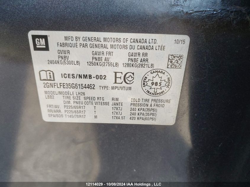 2GNFLFE35G6154462 2016 Chevrolet Equinox