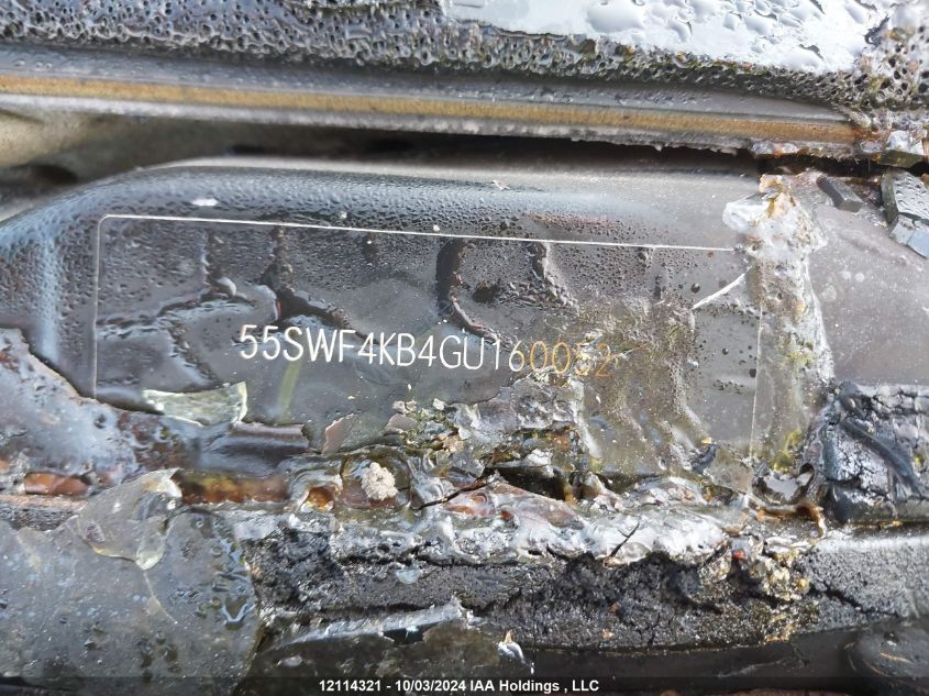 2016 Mercedes-Benz C-Class VIN: 55SWF4KB4GU160052 Lot: 12114321