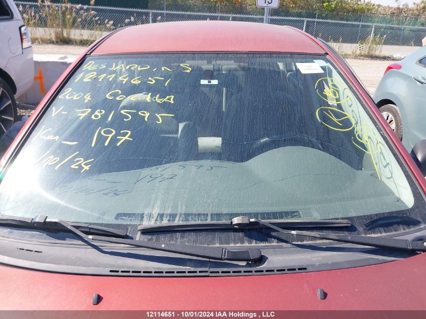 2004 Toyota Corolla Ce/Le/S VIN: 2T1BR32E84C781595 Lot: 12114651