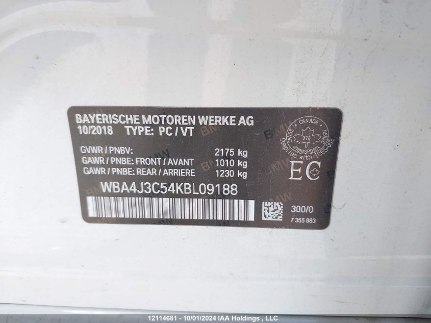 WBA4J3C54KBL09188 2019 BMW 4 Series