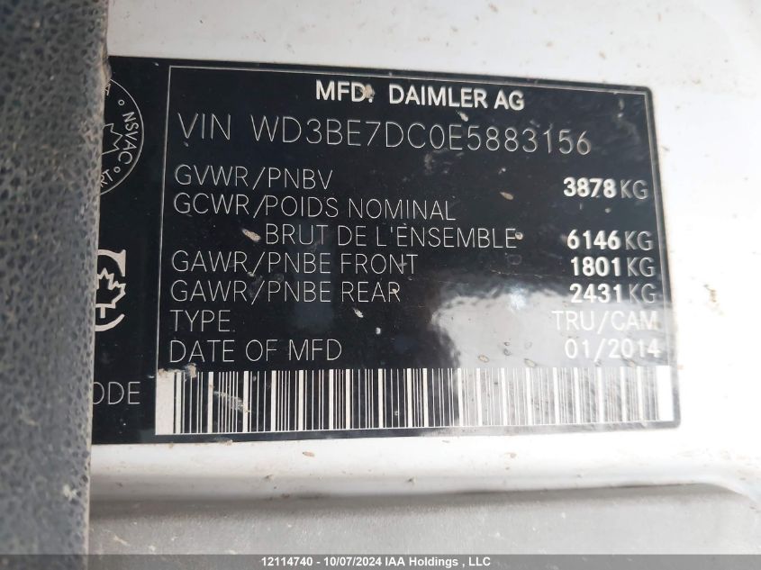 WD3BE7DC0E5883156 2014 Mercedes-Benz Sprinter S