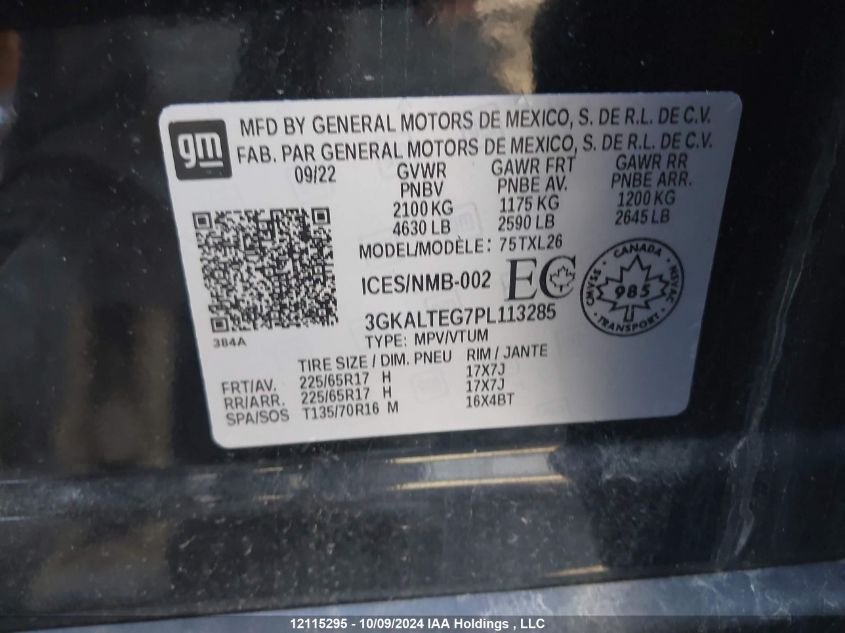 2023 GMC Terrain Sle VIN: 3GKALTEG7PL113285 Lot: 12115295