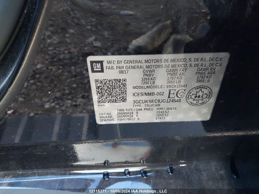 2018 Chevrolet Silverado K1500 Ltz VIN: 3GCUKSEC9JG124548 Lot: 12115371