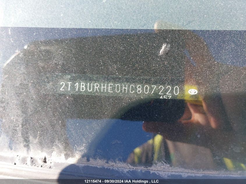 2017 Toyota Corolla VIN: 2T1BURHE0HC807220 Lot: 12115474