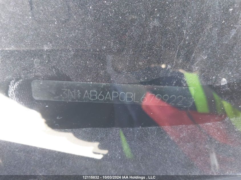 2011 Nissan Sentra 2.0/2.0S/Sr/2.0Sl VIN: 3N1AB6AP0BL679922 Lot: 12115832