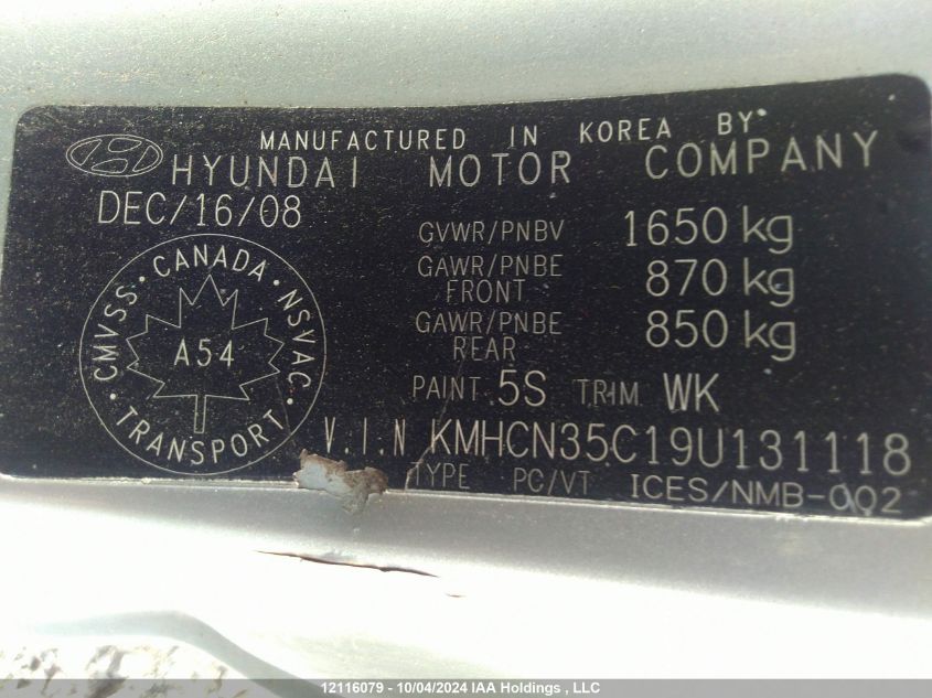 KMHCN35C19U131118 2009 Hyundai Accent