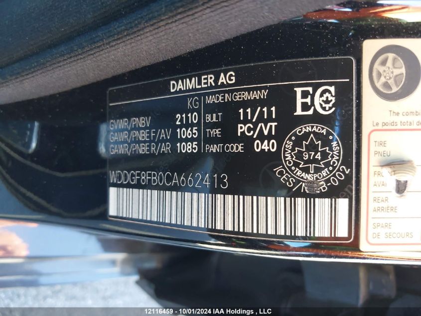 WDDGF8FB0CA662413 2012 Mercedes-Benz C 250 4Mati