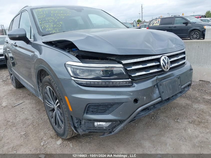 2020 Volkswagen Tiguan Sel Premium R-Line VIN: 3VV4B7AX7LM110627 Lot: 12116663