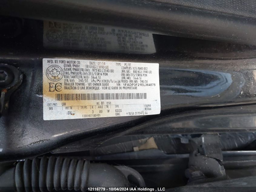 1FADP3F21EL364575 2014 Ford Focus Se