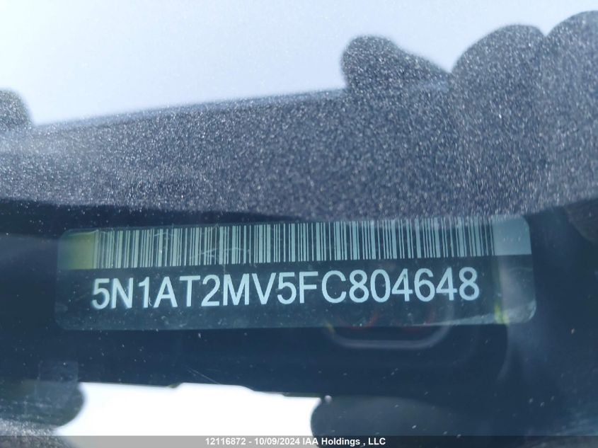 2015 Nissan Rogue VIN: 5N1AT2MV5FC804648 Lot: 12116872