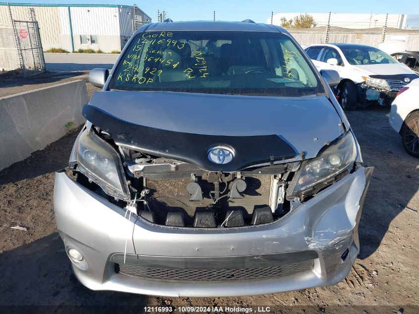 2015 Toyota Sienna Se 8 Passenger VIN: 5TDXK3DC1FS564454 Lot: 12116993