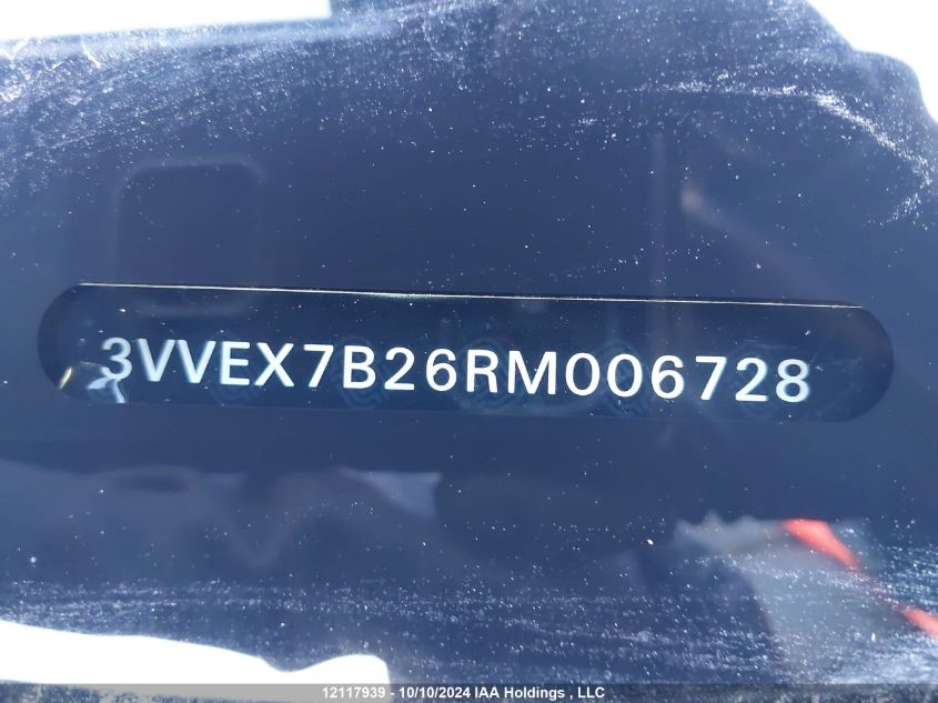 2024 Volkswagen Taos VIN: 3VVEX7B26RM006728 Lot: 12117939