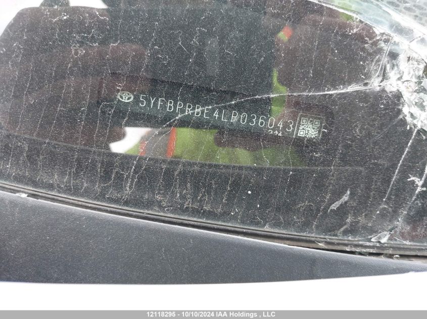 2020 Toyota Corolla L/Le/Xle VIN: 5YFBPRBE4LP036043 Lot: 12118295