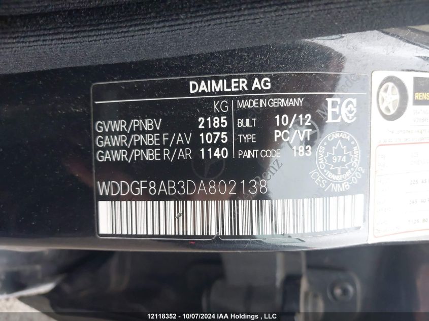 WDDGF8AB3DA802138 2013 Mercedes-Benz C-Class