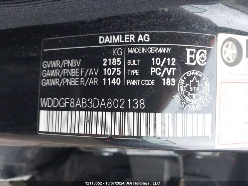 WDDGF8AB3DA802138 2013 Mercedes-Benz C-Class