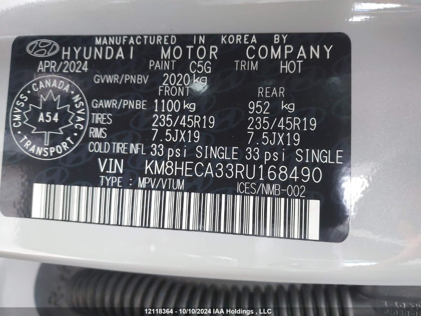 2024 Hyundai Kona 1.6T N Line Ultimate VIN: KM8HECA33RU168490 Lot: 12118364