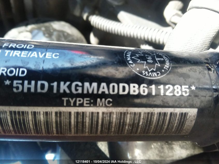 2013 Harley-Davidson Fltru Road Glide Ultra VIN: 5HD1KGMA0DB611285 Lot: 12118401