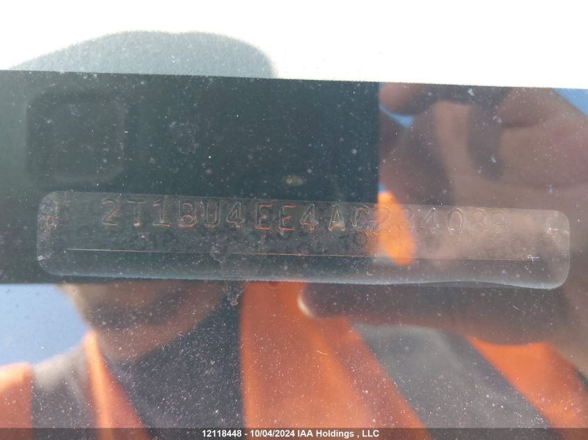 2010 Toyota Corolla S/Le/Xle VIN: 2T1BU4EE4AC234089 Lot: 12118448